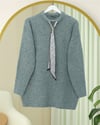 Fularlı Yumoş Triko Kazak    -Su Yeşili-Kazak-109-0944-R36