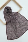 Geleneksel Floral Desenli Coton Şal -Mürdüm-Şal-201-10123-R09