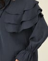 Geniş Katlı Yakalı Bileği Lastikli Beli Bağlamalı Yırtmaçlı Tunik  -Laci-Tunik-307-0062-R03