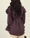 Geniş Katlı Yakalı Bileği Lastikli Beli Bağlamalı Yırtmaçlı Tunik  -Mürdüm-Tunik-307-0062-R09