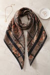Geometrik Çerçeveli Rayon Eşarp -Siyah