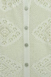 Geometrik Desenli Ajurlu Düğmeli Triko Hırka -Krem-Hırka-109-1233-R28