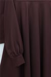 Gizli Düğmeli Fular Detaylı Etekli Diagonal Takım   -Bordo-Takım-253-13172-R04