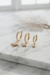 Gold Renk Kutup Yıldız Model 3 lü Küpe Seti