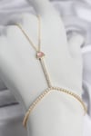 Gold Renk Pirinç Zirkon Taşlı Pembe Kalp Model Şahmeran