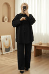 Gömlek Pantolon İkili Kadife Takım -Siyah-Takım-398-55005-R01