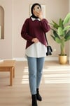 Gömlekli Bolerolu Oysho Üst Takım  -Bordo-Tunik-120-1625-R04