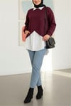 Gömlekli Bolerolu Oysho Üst Takım  -Bordo-Tunik-120-1625-R04