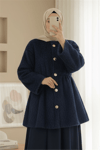 İçi Astarlı Beli Büzgülü Kürklü Ceket -Laci-Ceket-398-99009-R03