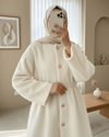 İçi Astarlı Beli Büzgülü Kürklü Ceket  -Krem-Ceket-398-99009-R28