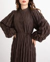 İçi Astarlı Kolu Lastikli Gipeli Modal Elbise -K. Kahve-Elbise-307-0080-R54