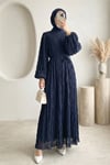 İçi Astarlı Kolu Lastikli Gipeli Modal Elbise -Laci-Elbise-307-0080-R03