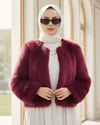 İçi Astarlı Kürklü Kaban -Bordo-Kaban-398-99005-R04