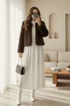 İçi Astarlı Kürklü Kaban -Kahve-Kaban-398-99005-R15