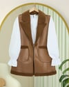 İçi Kuzu Peluş Çift Cepli Yelek   -Taba-Yelek-398-9023-R12