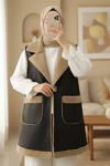 İçi Kuzu Peluş Çift Cepli Yelek  -Vizon-Yelek-398-9023-R23