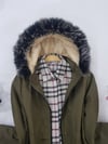 İçi Kuzu Peluş Paraşüt Kumaş Mont  -Haki