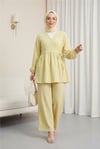 İçten Bağlamalı Tunik Bol Paça Pantolonlu Takım -Yağ Yeşili-Takım-223-3061-R72