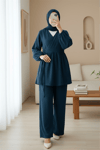 İçten Bağlamalı Tunik Bol Paça Pantolonlu Takım -Laci-Takım-223-3061-R03