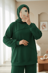 İki İp Çimalı Pantolonlu Penye Takım -Zümrüt-Takım-153-1339-R17