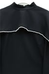 İnci Detaylı Çıkarılabilir Pelerinli İspanyol Kol Astarlı Krep Abaya Elbise -Siyah-Elbise-386-6280-R01