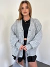 İnci Detaylı Düğmeli Yumoş Triko Hırka -Gri