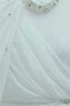 İnci Detaylı Tül Pelerinli Dik Yaka Abiye -Beyaz-Abiye-316-4893-R02