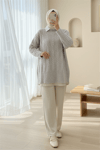Kabartma Desenli Yumoş Triko Kazak -Taş-Kazak-109-0943-R43