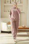 Kabartma Yazılı Fransız Kadife Pijama Takımı -G.Kurusu-Pijama-416-59700-R27