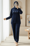 Kabartma Yazılı Fransız Kadife Pijama Takımı -Laci-Pijama-416-59700-R03
