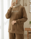 Kabartma Yazılı Fransız Kadife Pijama Takımı -Tarçın-Pijama-416-59700-R45