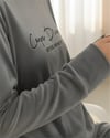 Kabartma Yazılı Fransız Kadife Pijama Takımı -Gri-Pijama-416-59700-R11