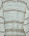 Kalın Çizgi Desenli Örme Triko Kazak -Beyaz-Kazak-385-3559-R02