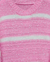 Kalın Çizgi Desenli Örme Triko Kazak -Pembe-Kazak-385-3559-R20