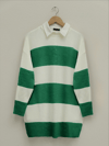 تونيك تريكو سميك مخطط - أخضر-Triko Tunik-109-0484-R35