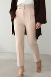 Kalın Kemerli Kumaş Pantalon   -Krem-Pantolon-186-055-R28