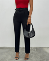 Kalın Kemerli Kumaş Pantalon  -Siyah-Pantolon-186-055-R01