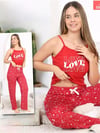 Kalp Desenli İp Askılı Pijama Takımı -Kırmızı-Pijama-416-58089-R33