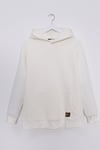 Kanguru Cepli Kapşonlu Armalı Sweat -Ekru-Kapşonlu Sweatshirt-357-3046-R07