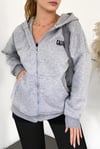 Kapşonlu Arkası Baskılı Sweat Polar -Gri-Kapşonlu Sweatshirt-357-3043-R11