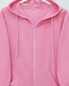 Kapşonlu Fermuarlı Cepli Penye Sweat  -Pembe-Sweatshirt-104-3293-R20