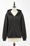 Kapşonlu Fermuarlı Cepli Penye Sweat -Siyah-Sweatshirt-104-3293-R01