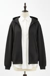 Kapşonlu Fermuarlı Cepli Penye Sweat -Siyah-Sweatshirt-104-3293-R01