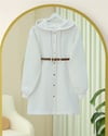 Kapşonlu Önü Çıtçıtlı Beli Kemerli Üç İplik Sweat Kap -Beyaz-Trençkot-349-5295-R02