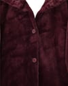Kaban-Kapşonlu Önü Düğmeli Astarlı Peluş Kaban -Bordo-348-2166-R04
