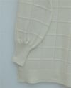 Kare Desenli Yırtmaçlı Yumoş Triko Tunik   -Krem-Kazak-295-4510-R28