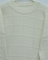 Kare Desenli Yırtmaçlı Yumoş Triko Tunik   -Krem-Kazak-295-4510-R28