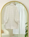 Kare Desenli Yırtmaçlı Yumoş Triko Tunik -Ekru-Tunik-295-4510-R07