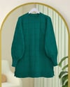 Kare Desenli Yırtmaçlı Yumoş Triko Tunik  -Zümrüt-Kazak-295-4510-R17