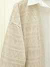 Karışık Desenli Ajurlu Triko Hırka  -Taş-Hırka-109-9881-R43